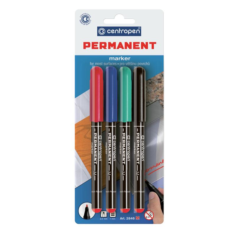 Маркер CENTROPEN Permanent 2846/4/BL, набір 4 шт. (блістер)